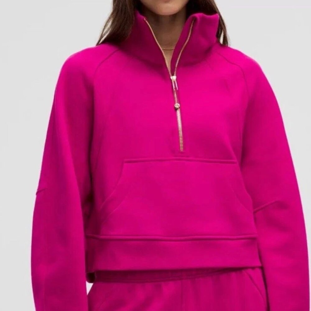 Scuba Oversized Funnel-Neck Half Zip | Ripened Raspberry/Gold | XL/XXL